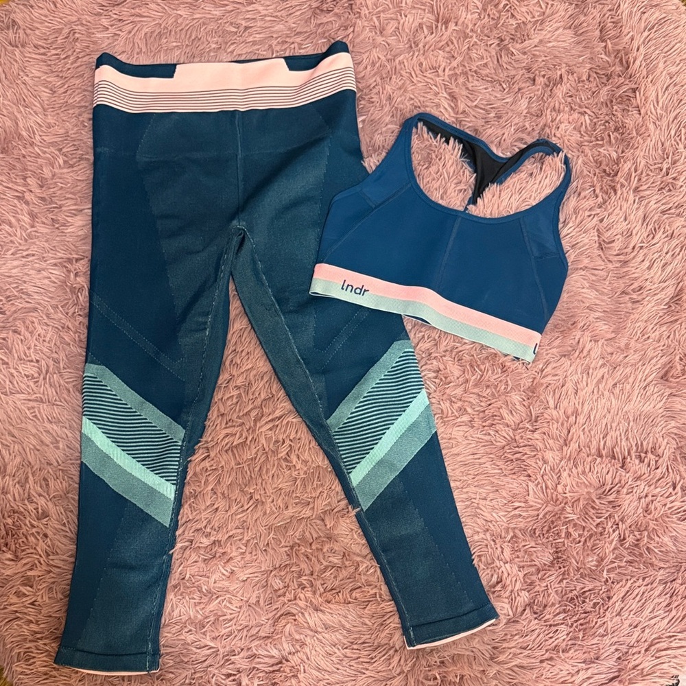 Indr Navy and Pink Women's Activewear Set